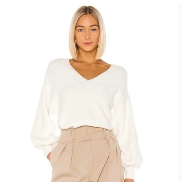 NEW 1. STATE Balloon Sleeve Ribbed Sweater in Antique White XL NWT - Picture 3 of 11